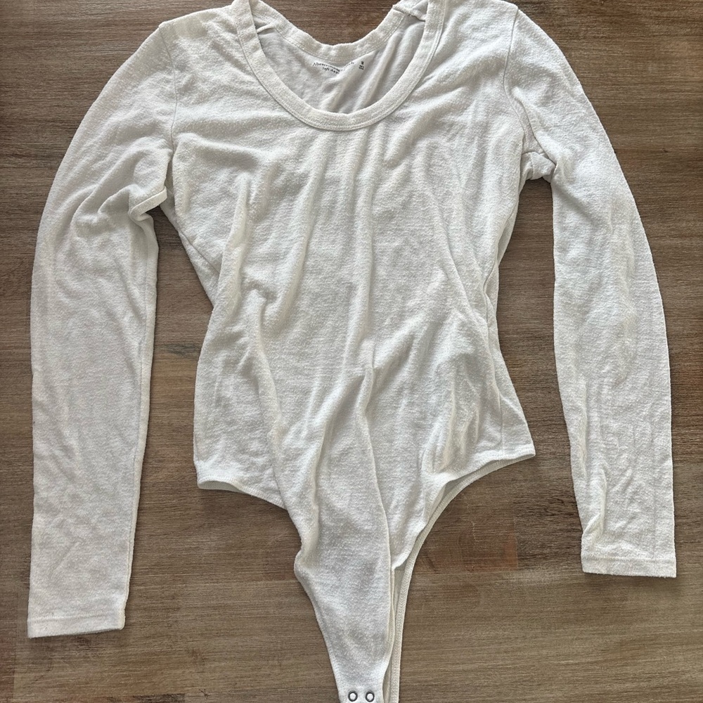 Abercrombie White Long Sleeve Snap-Button Bodysuit